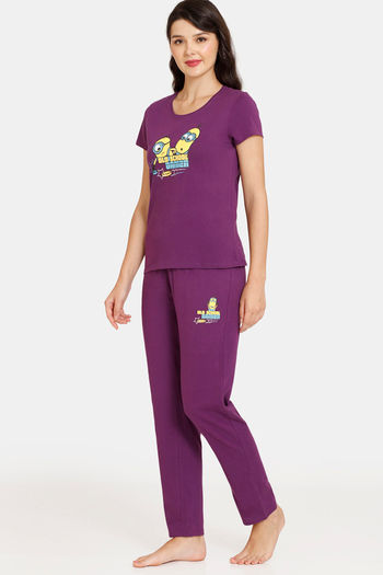 Rosaline Minions Knit Cotton Pyjama Set Imperial Purple